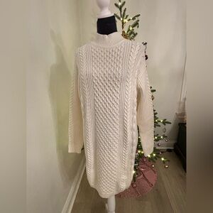 NWT Banana Republic Cream Cable Knit Midi Dress Size XS